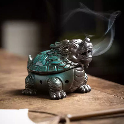 Auspicious Dragon Turtle Ceramic Incense Burner