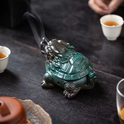 Auspicious Dragon Turtle Ceramic Incense Burner