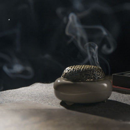 Zen Elegance Incense Burner - Jingdezhen Plant Ash Glazed Ceramic Round burner