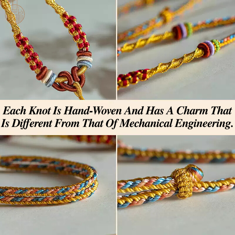 Dunhuang Color Matching Peach Blossom Knot Hand-Woven Rope Chain