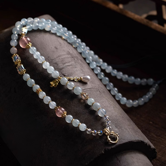 Hand Woven Aquamarine Rope Chain